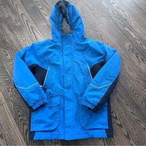 Lands’ End Kids Waterproof Spring/Fall Blue Jacket Size M (10–12)